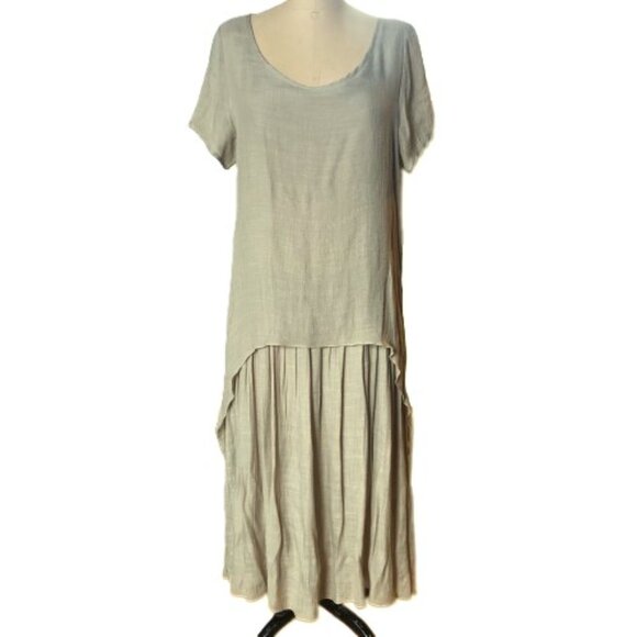 Red Coral drop waist maxi crepe flowy dress M - Picture 13 of 14